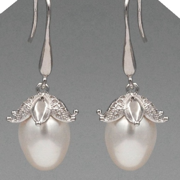 White Freshwater Pearl Sterling Silver Earrings - Picture 2 of 7